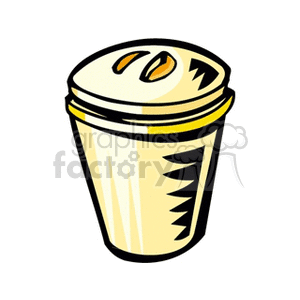 Clipart illustration of a stylized cylindrical trash can with a lid, suitable for kitchen or household use.