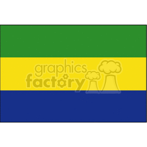Gabon National Flag - Horizontal Tricolor of Green, Yellow, and Blue
