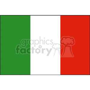 The image is a simple illustration of the Italian national flag, which consists of three vertical bands of equal size with green on the hoist side, white in the middle, and red on the fly side.
