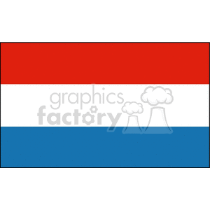 The image is a simple graphical representation of the national flag of the Netherlands. The Dutch flag consists of three horizontal bands of color: red at the top, white in the middle, and blue at the bottom.