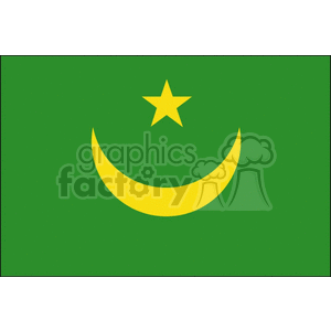 Mauritania Flag - Green with Gold Crescent and Star