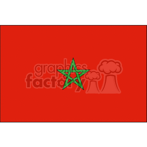 This is an image of the flag of Morocco. It features a red background with a green pentagram, known as the Seal of Solomon, in the center.
