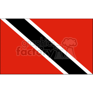 This clipart image features the national flag of Trinidad and Tobago. The flag is red with a diagonal black stripe bordered on both sides by white.