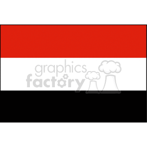 This clipart image contains the national flag of Yemen. It features a horizontal tricolor of red, white, and black.