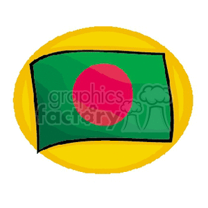   The clipart image displays the flag of Bangladesh, with a prominent green field and a red circle in the center. The flag appears to be stylized and slightly waving, and there