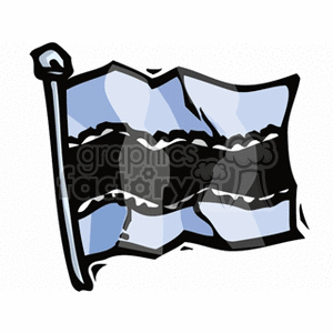 This is a stylized clipart image of the flag of Botswana. The flag features light blue with a horizontal black stripe bordered by white in the middle.