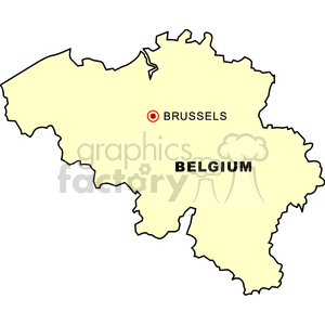 Clipart image of a simplified map of Belgium with Brussels marked.