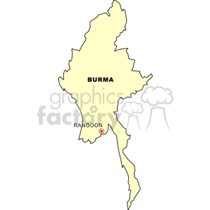 Map of Burma with Rangoon Highlighted