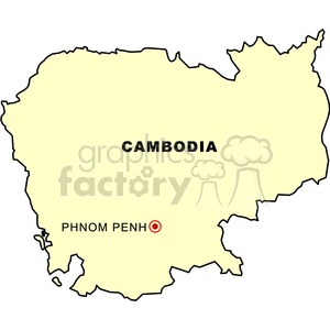 Map Outline of Cambodia with Phnom Penh Highlighted