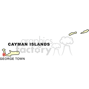 Clipart image of the Cayman Islands map highlighting George Town.