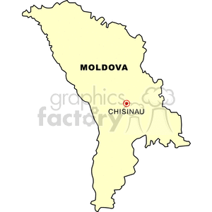 This clipart image shows an outline map of Moldova with Chisinau marked as the capital.