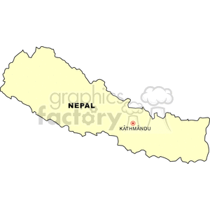 Map of Nepal with Kathmandu Highlighted