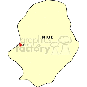 Clipart map of Niue highlighting the location of Alofi.