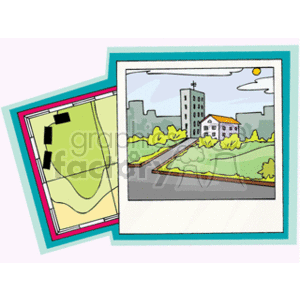 Image of a Map and Cityscape Illustration