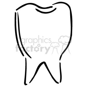 Black and White Tooth Line Drawing