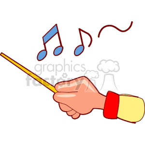 Conductor's Baton with Musical Notes