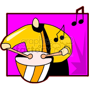 Drum Player with Musical Notes