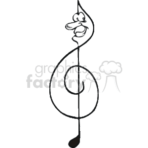   The image is a stylized illustration of a treble clef, which is a symbol used in music notation to indicate the pitch of written notes. The treble clef is often used for music that is to be played at a higher pitch range. 