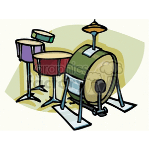 Image of a Drum Set with Percussion Instruments