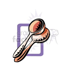 A clipart image of musical spoons, a percussion instrument, with a decorative background.