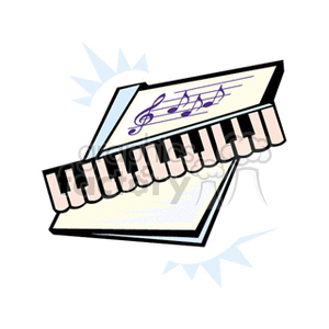 Piano Keyboard with Treble Clef Music Sheet