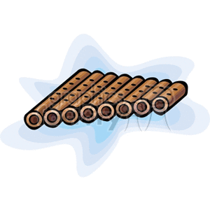 Clipart image of a pan flute with multiple bamboo pipes.