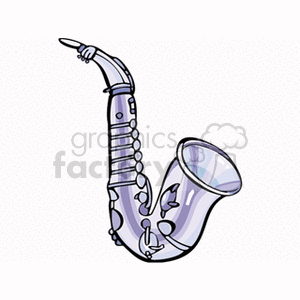 Clipart image of a saxophone, a musical woodwind instrument.