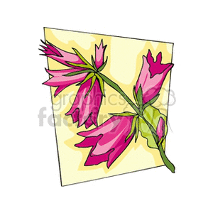 Pink Flowers on Yellow Background