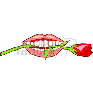 Lips Holding Rose