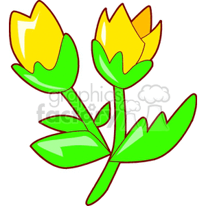 Two yellow cartoon tulips