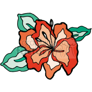   This clipart image depicts a stylized representation of a flower with red-orange petals, a central detail suggesting the flower