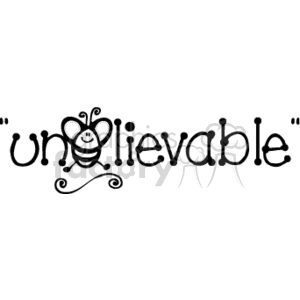 The clipart image illustrates a play on words, modifying the term unbelievable to include a bee motif. Specifically, the design features the word unbelievable with the letters bee highlighted through the inclusion of a smiling cartoon bee with wings and antennae. This bee replaces the middle part of the word, emphasizing the pun. Decorative flourishes are present on both sides of the word, adding to the country-style aesthetic of the design.
