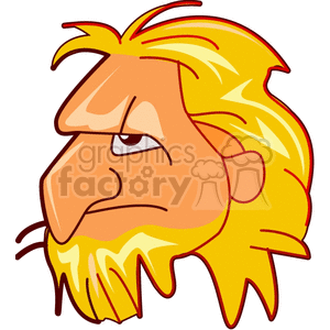 Cartoon illustration of a caveman with a serious expression and long yellow hair and beard.