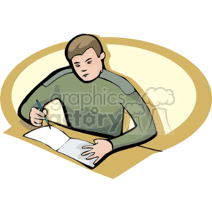 A boy writing on paper