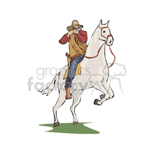 cartoon cowboy on a horse clipart. #154052 | Graphics Factory