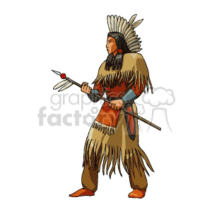 Native American Warrior with Spear