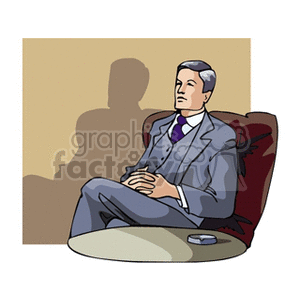 Businessman in Suit Confidently Seated