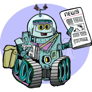 robot selling newspaper