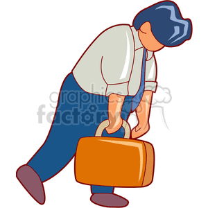 A tired and sleepy looking cartoon businessman holding a briefcase, wearing a shirt and tie.