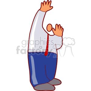 Clipart image of a man in a business suit waving hello.