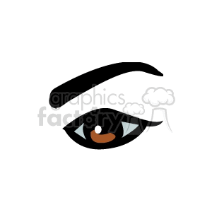 A stylized clipart image of a human eye with an eyebrow, featuring a prominent pupil and eyeball.