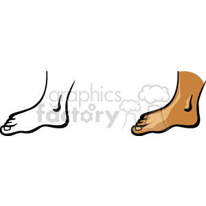 Illustration of two feet, one outlined and one colored, depicted in a side view.