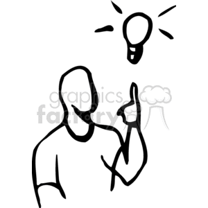 A Black and White Man Figure Having a Bright Idea