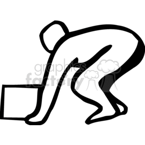 A Black and White Person Bent over Trying to Pick up a Heavy Box