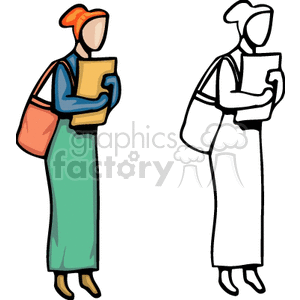 Woman Teacher with Books and Bag