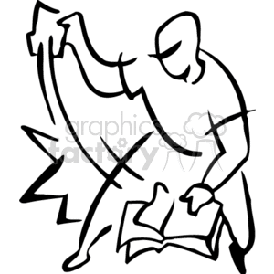 Stylized illustration of an angry person aggressively ripping a book.