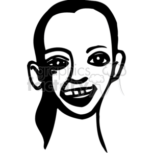 Line Art Illustration of Girl with Braces Smiling