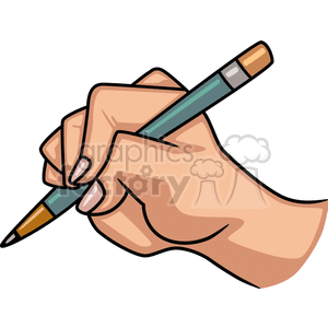 Hand holding a pencil clipart - Graphics Factory