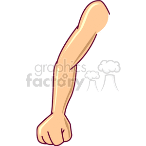 Clipart image of a stylized human arm with a clenched fist.