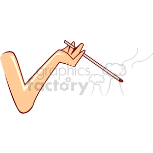 Clipart of a stylized arm holding a long cigarette with smoke.